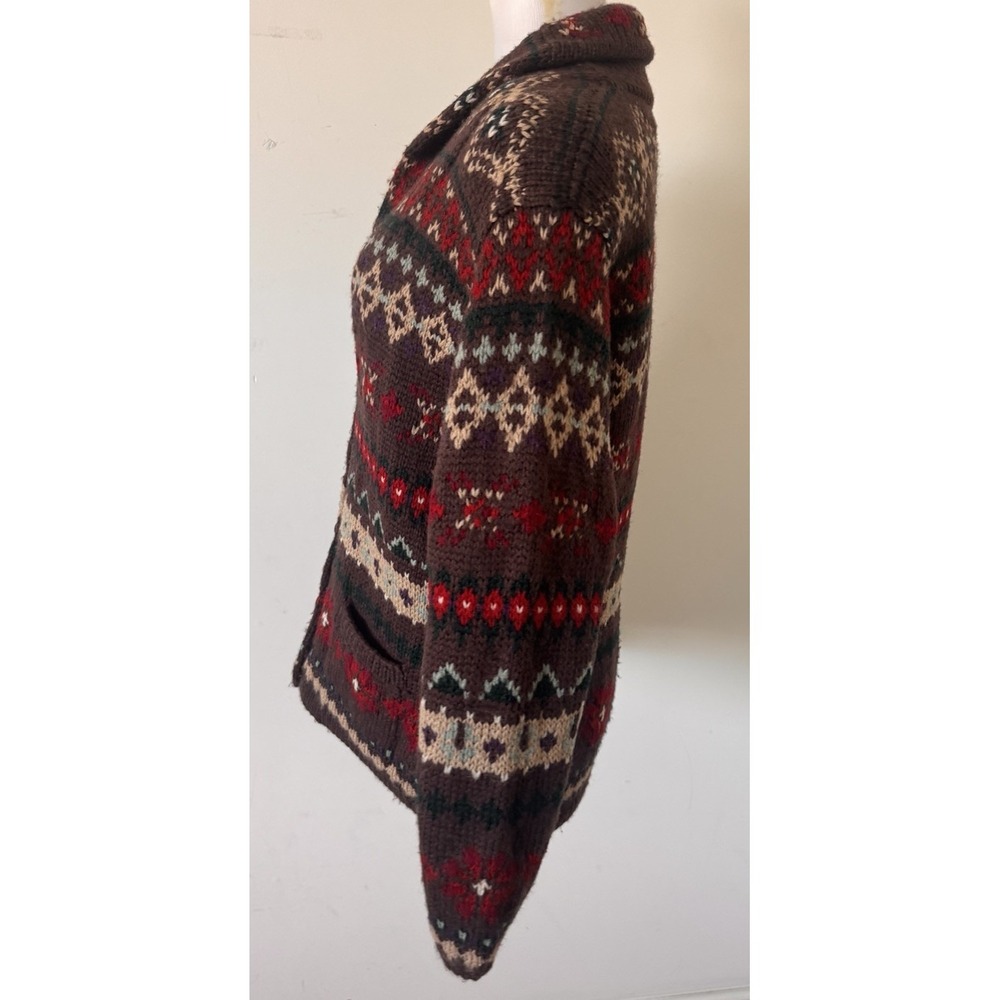 VTG Ralph Lauren Hand Knit Lambswool/Wool Aztec Cardigan Sweater Womens Small - Picture 6 of 11